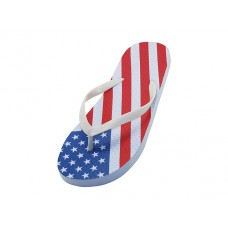 W2270 - Wholesale Women's "EasyUSA" US Flag Print On Top Fip Flops Sandals ( White Out Sole )